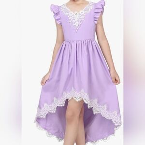 Lavender Lace Trim Kids Formal Dress